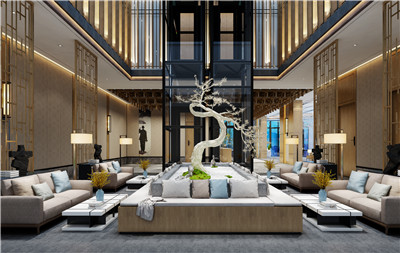 啞光鉑金古橡木紋·酒店墻面裝飾效果圖