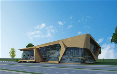 現(xiàn)代感4S店建筑外墻裝飾效果圖