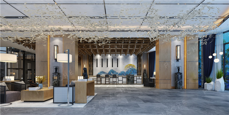 啞光鉑金古橡木紋·酒店墻面裝飾效果圖 (4)