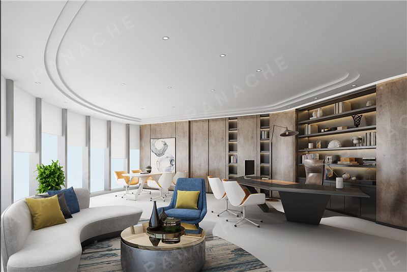 原觸感啞光淺梁木紋辦公室 · 護(hù)墻裝飾板效果圖 (1)