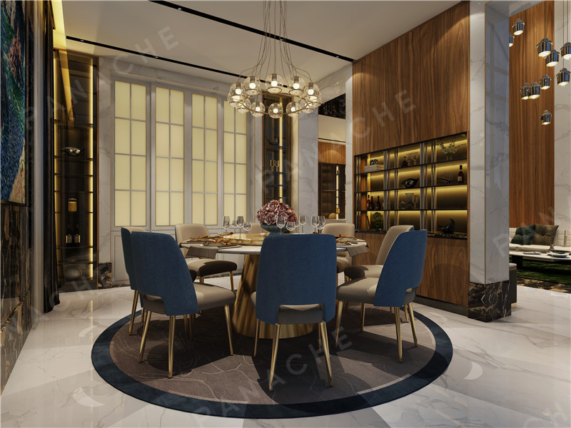 品擇金屬板搭配新中式風格別墅設計效果圖 (6)