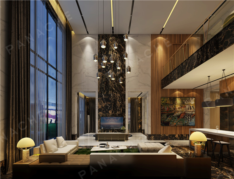 品擇金屬板搭配新中式風格別墅設計效果圖 (3)