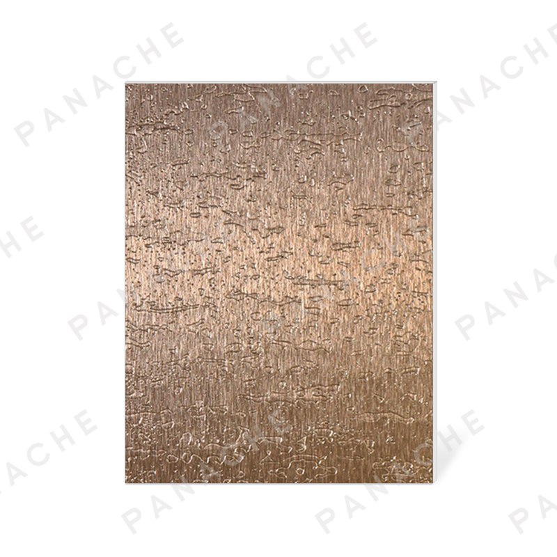 PB0418-F 棕拉絲麻石壓花金屬木飾面